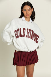 Heather White Maroon GH Wide Arm Sweatshirt