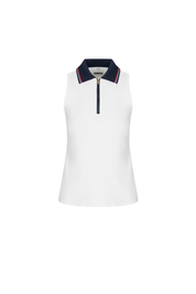 White Zipper Polo Tank