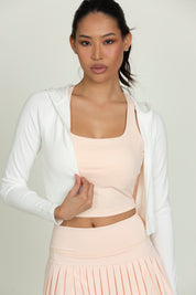 Ivory Ribbed Hoodie Jacket