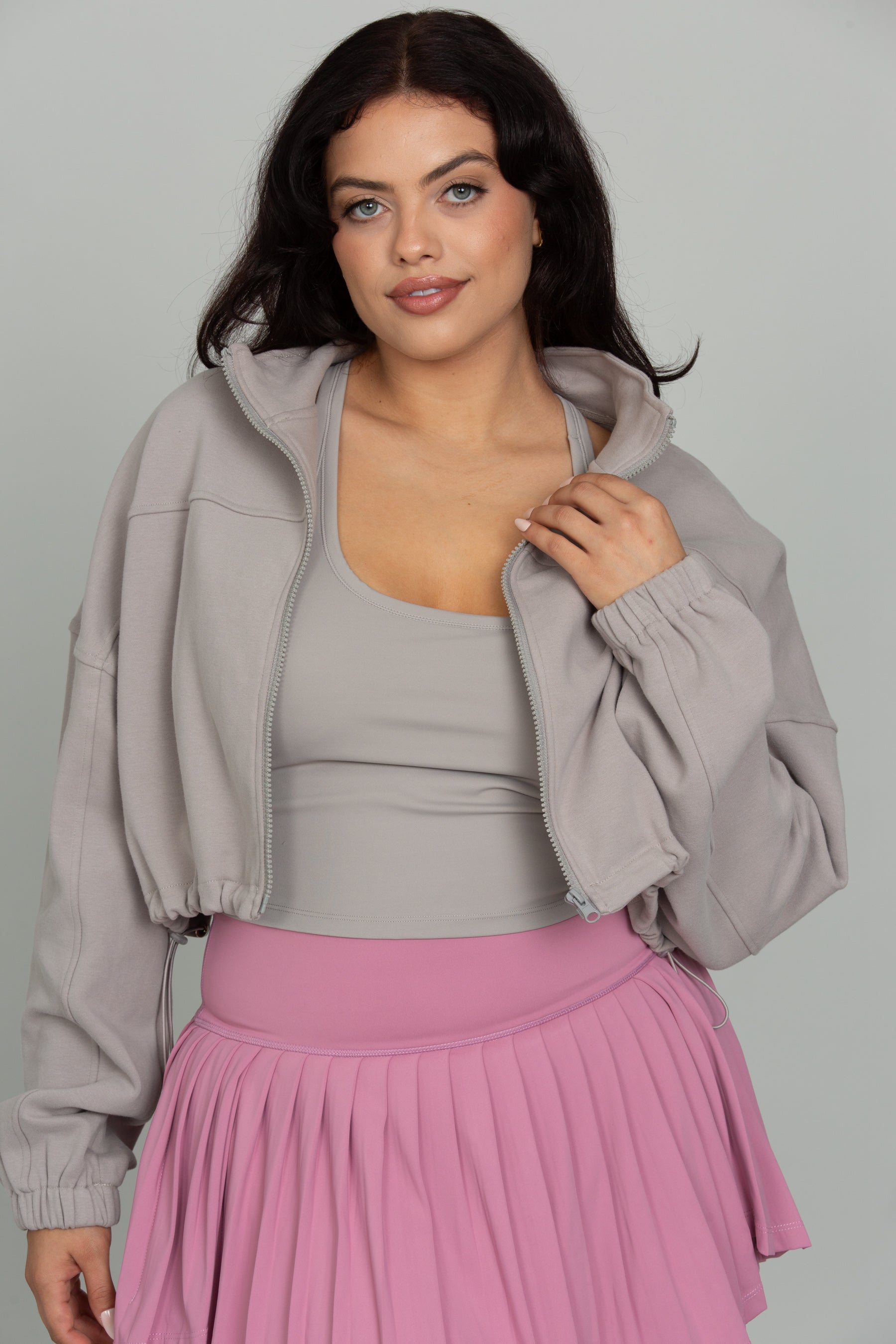 Misty Cinched Zip-Up Jacket