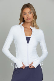 White Side Tie Athletic Jacket