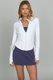 White Side Tie Athletic Jacket