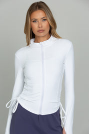 White Side Tie Athletic Jacket