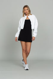 White Cinched Zip-Up Jacket