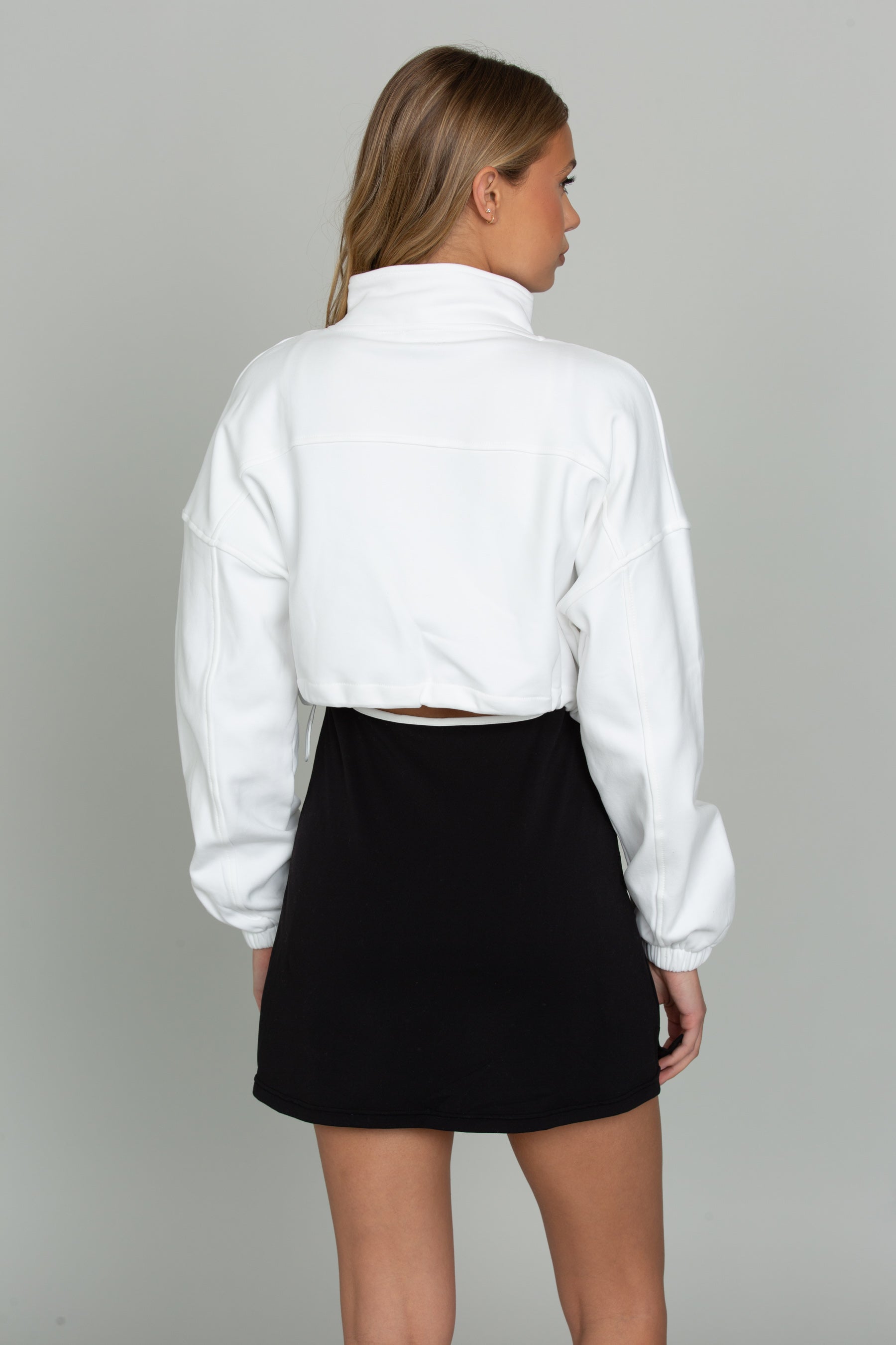 White Cinched Zip-Up Jacket