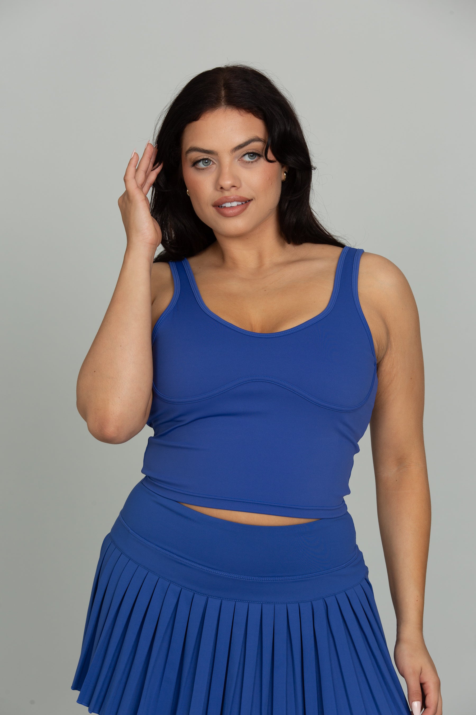 Mediterranean Blue Lined Mid Length Bra Top