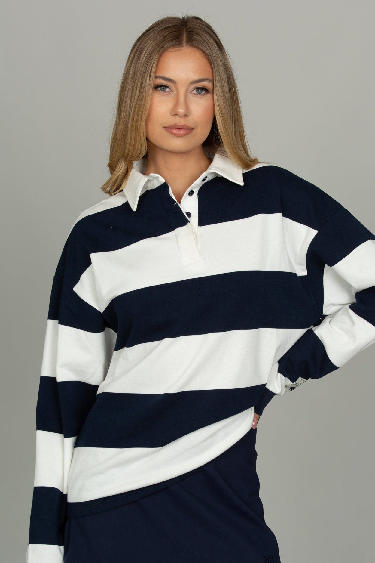Navy Striped Rugby Top – Gold Hinge