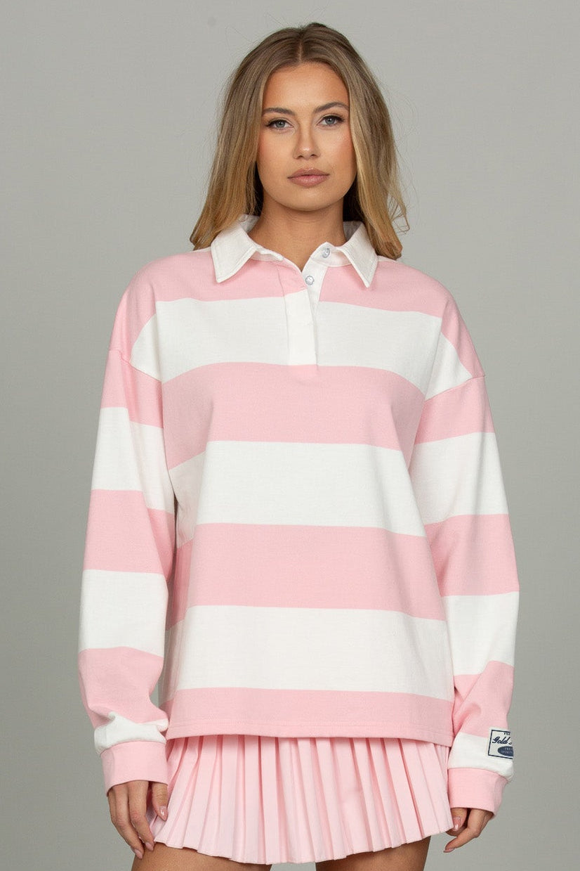 Almond Blossom Striped Rugby Top – Gold Hinge
