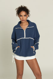Navy Minimalistic Half-Zip Pullover