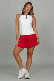 White Zipper Polo Tank