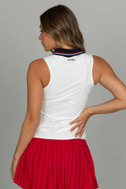 White Zipper Polo Tank