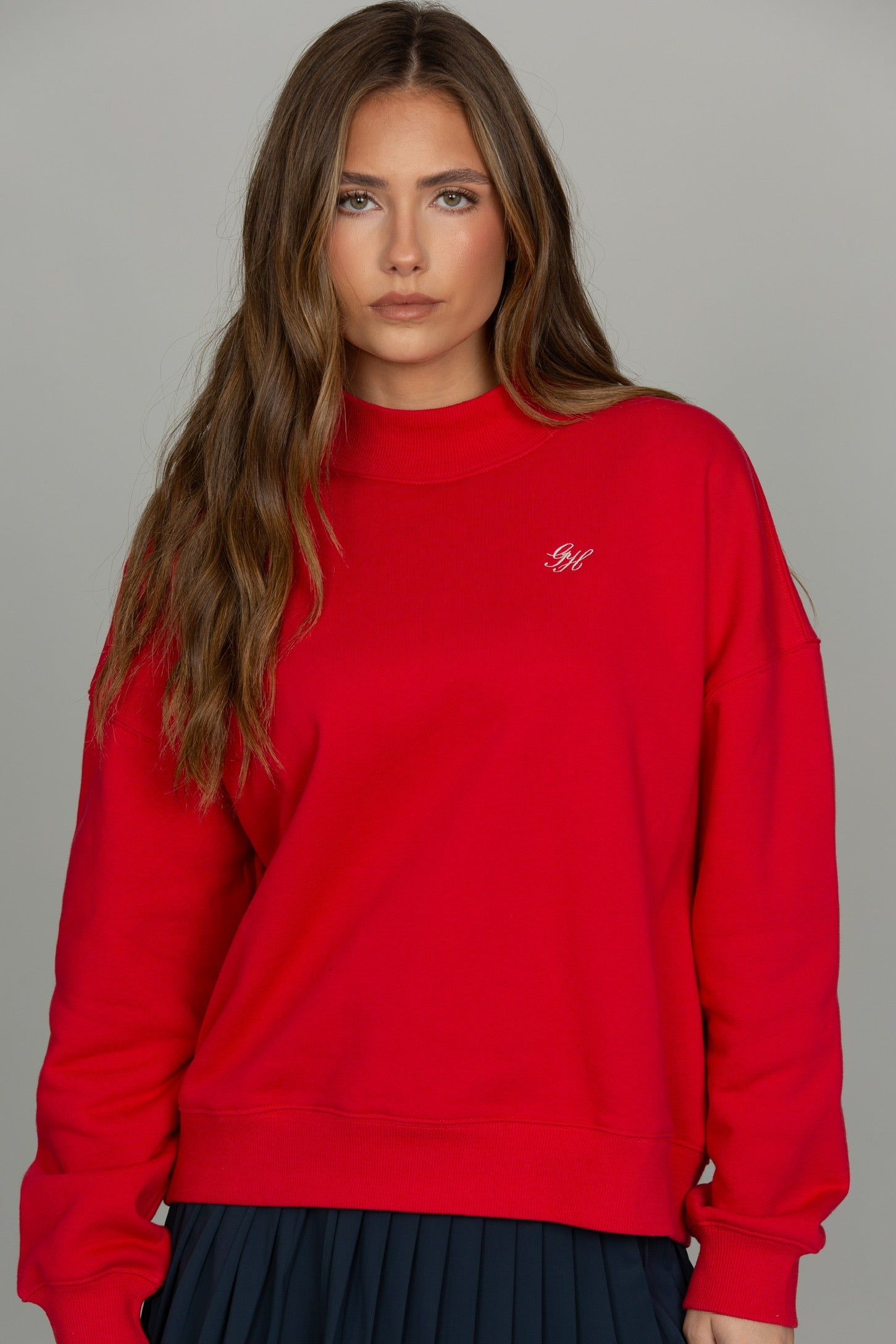 Bright Ruby Prep Mock Neck