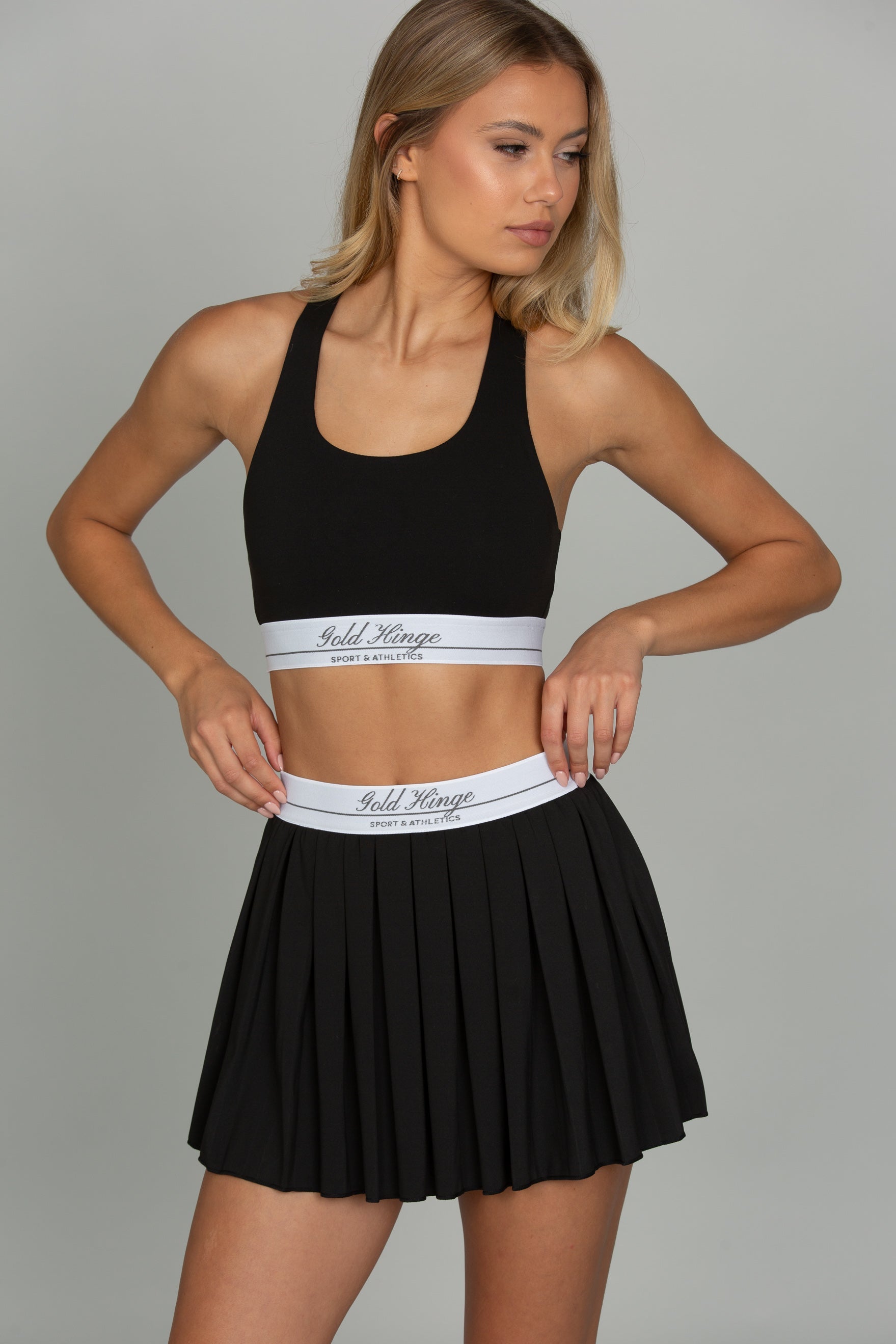 Black Sport Pleated Tennis Skirt