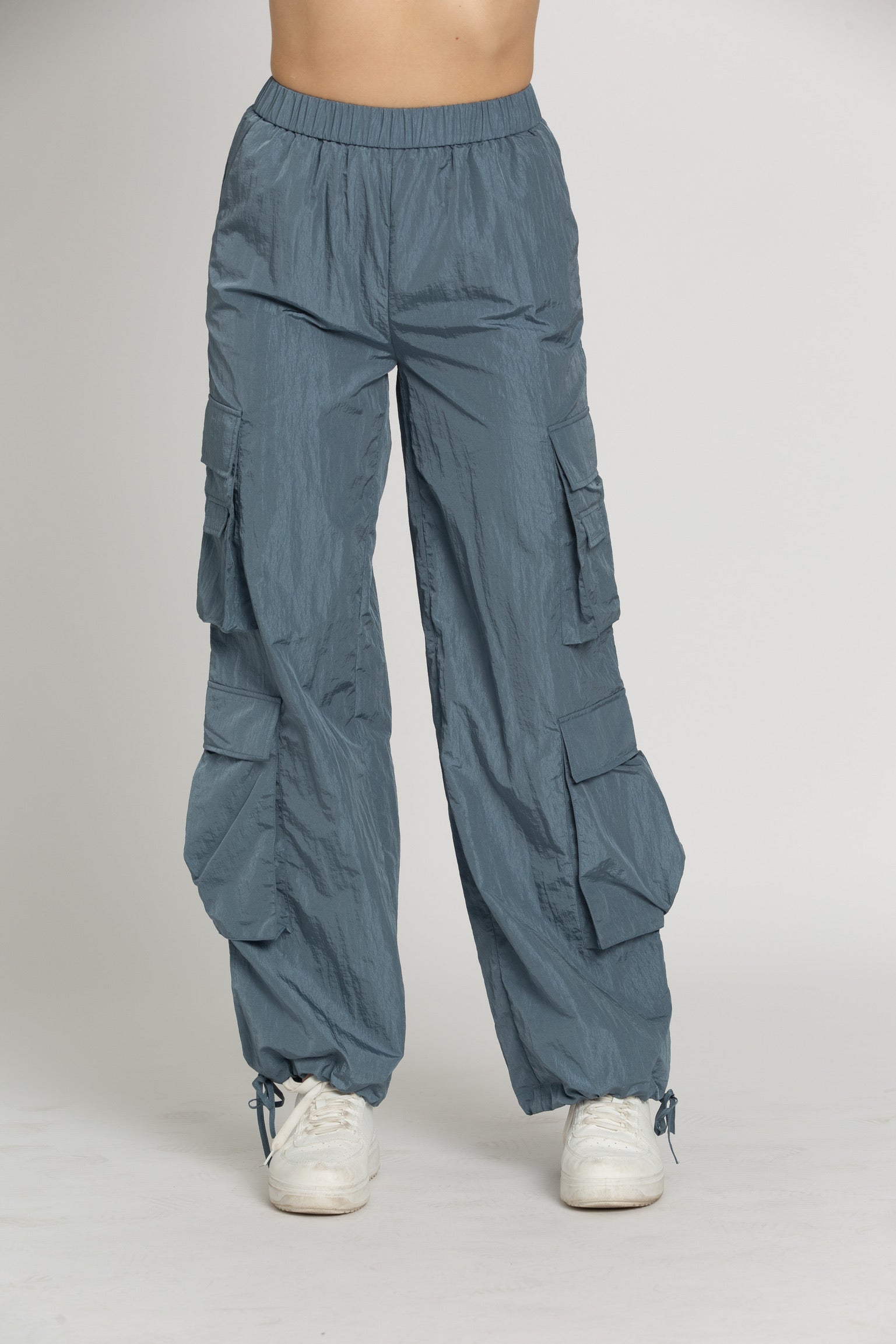 Ardene Regular Rise Parachute Pants in Light Blue, Size