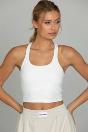 White Racerback Crop Tank