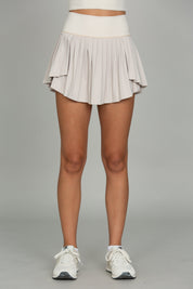 Bone 2-Toned Tiered Pleated Tennis Skirt