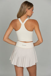 Bone 2-Toned Tiered Pleated Tennis Skirt
