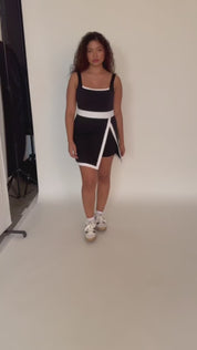 Black White Lined Active Dress