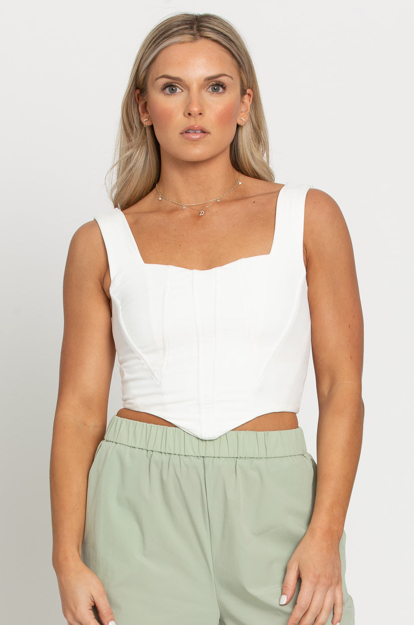 White Cream Corset Tank Top – Gold Hinge