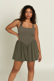 Olive Cross Back Corset Dress