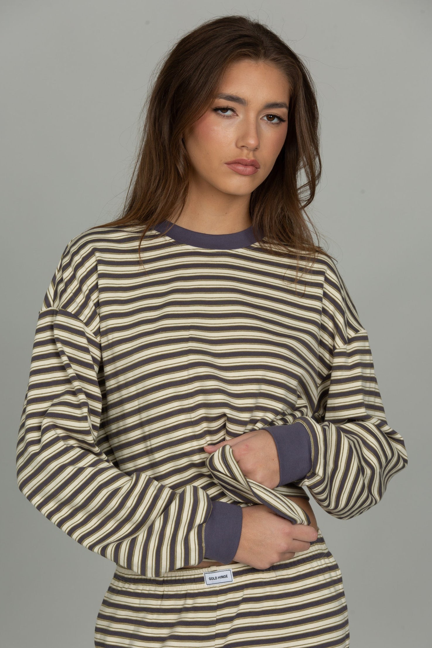 Rize Cotton Striped Long Sleeve Tee