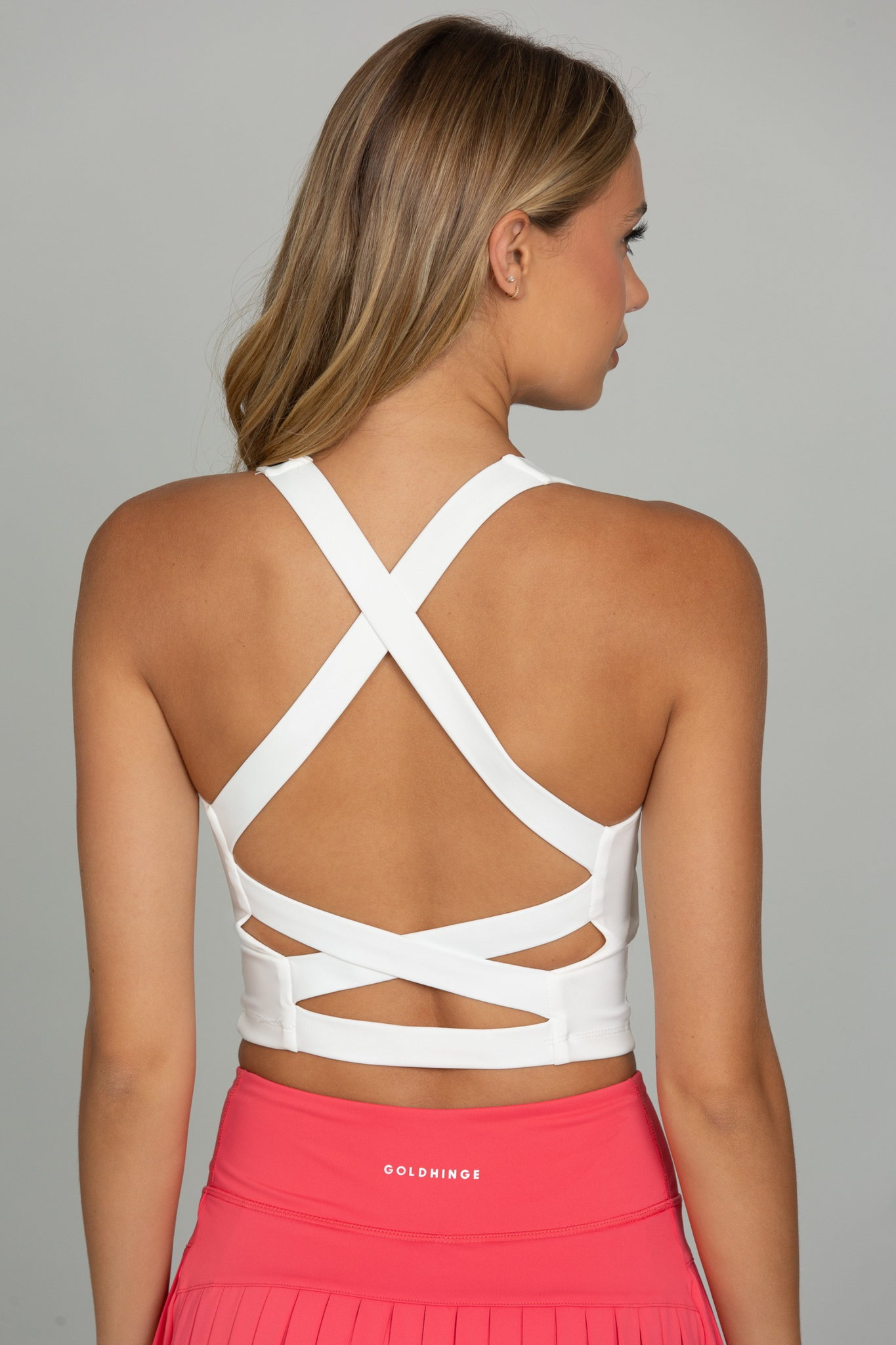 Whiteout Criss Cross Back Yoga Tank – Gold Hinge Whiteout Criss Cross Back Yoga Tank – Gold Hinge