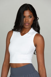 Ivory V-Neck Sleeveless Polo Top