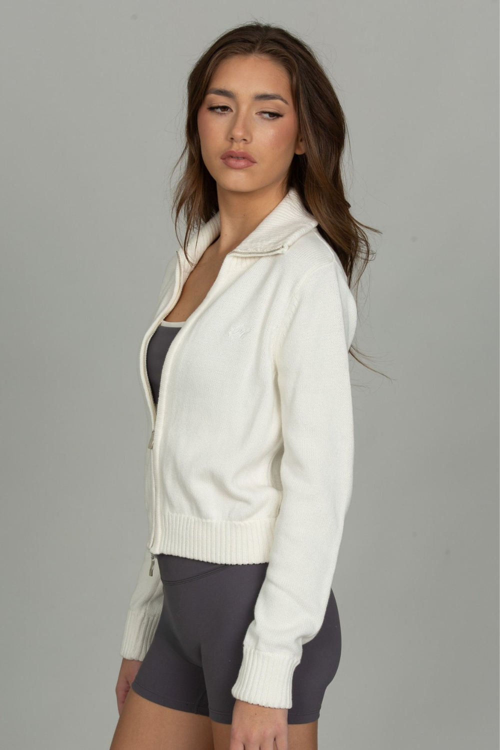 Ivory Knit Full-Zip Sweater [Pre-Order]