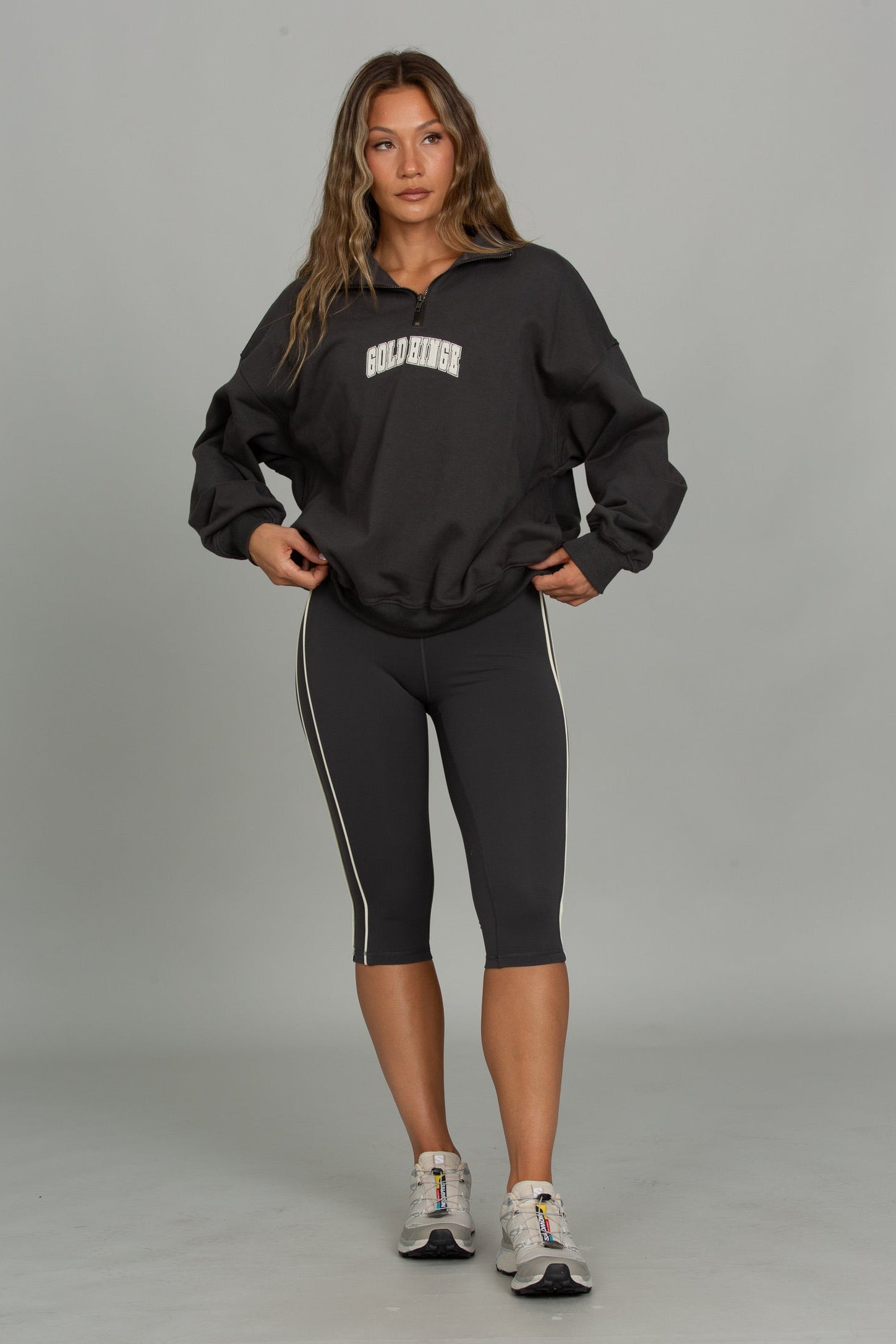 Off-Black Striped StrydeForm Capri