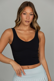 Black Lined Mid Length Bra Top
