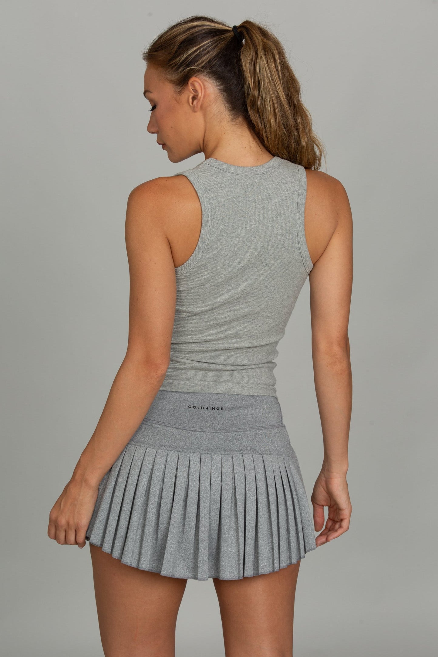 Medium Heather Grey Pleated Tennis Skirt