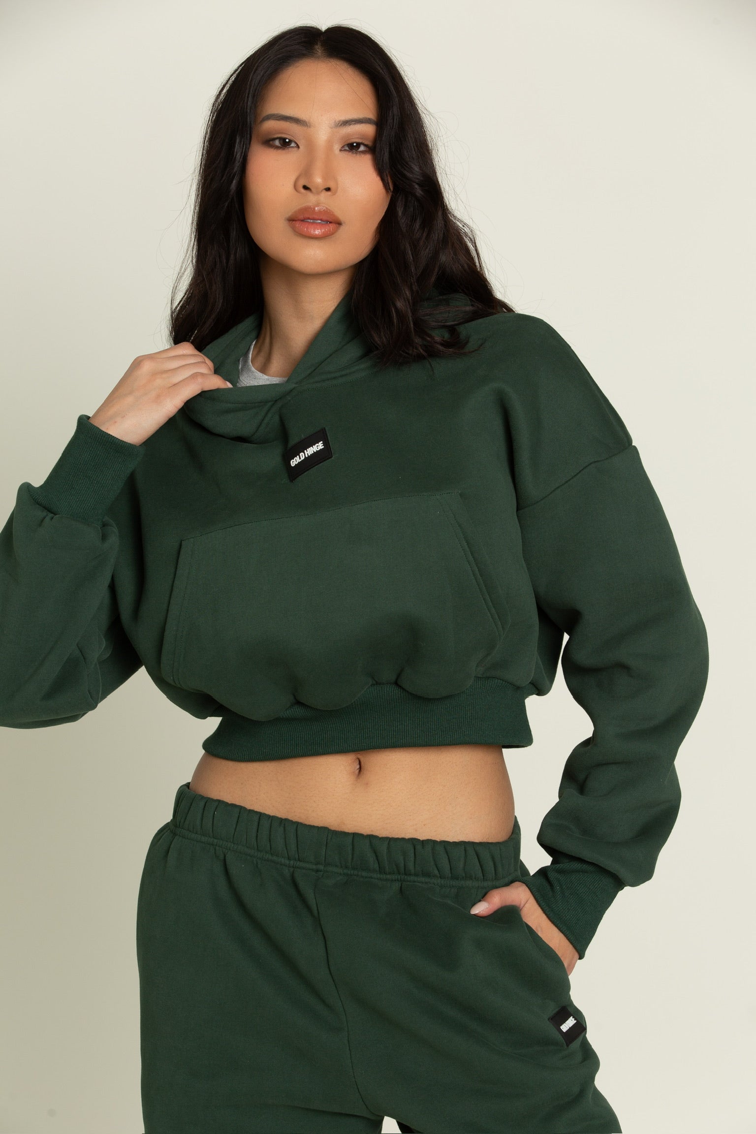 Green sales crop hoodie