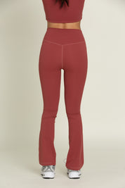 Pale Red Flare Yoga Pants