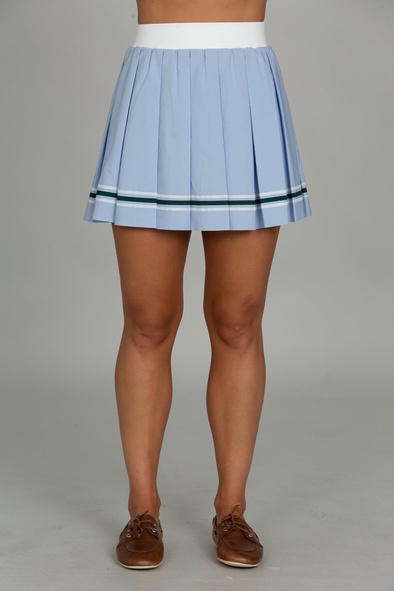 16" Powder Blue Striped Pleated Skirt