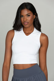 Ivory V-Neck Sleeveless Polo Top