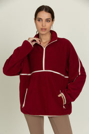 Maroon Minimalistic Half-Zip Pullover