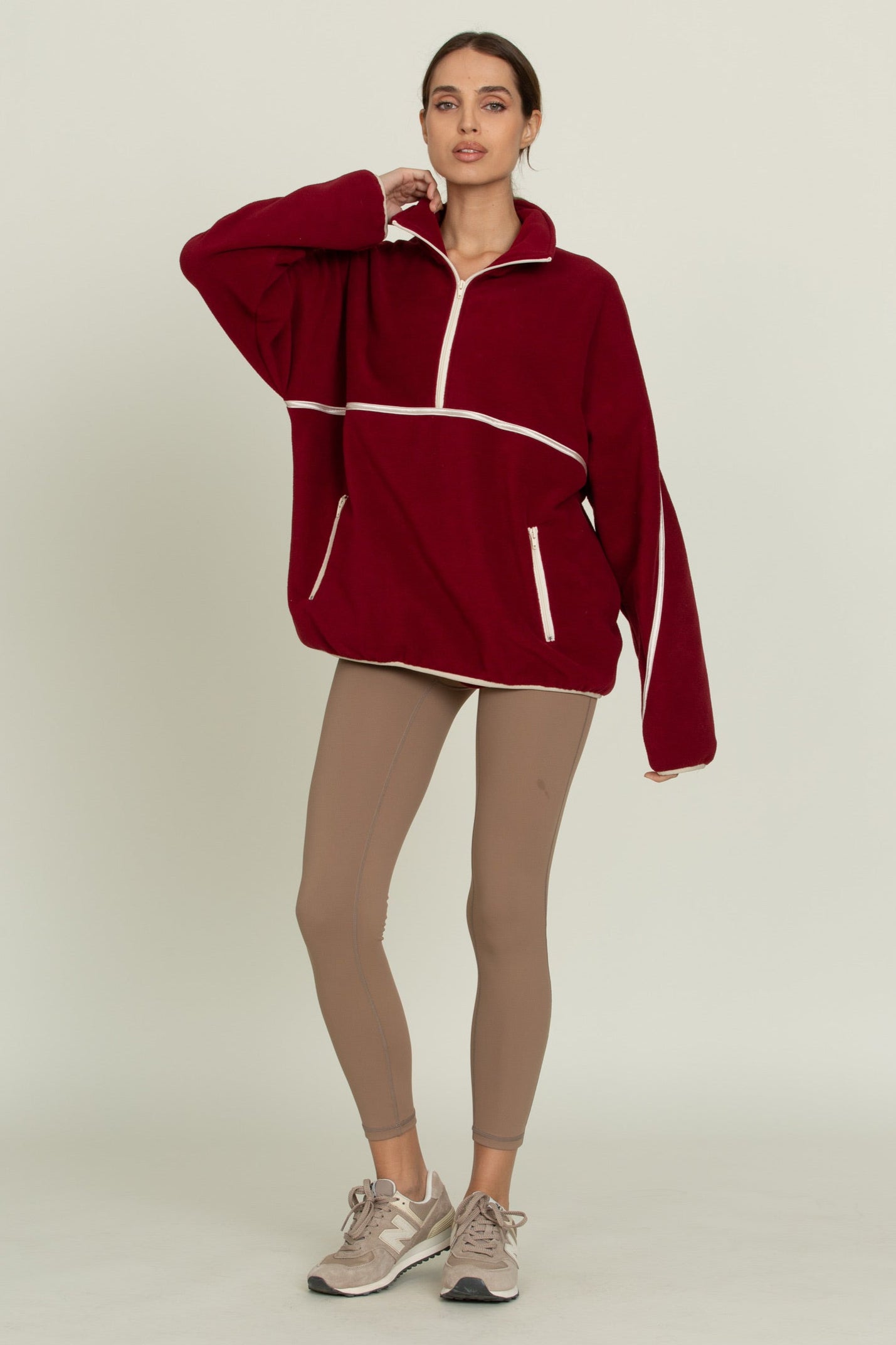 Maroon Minimalistic Half-Zip Pullover