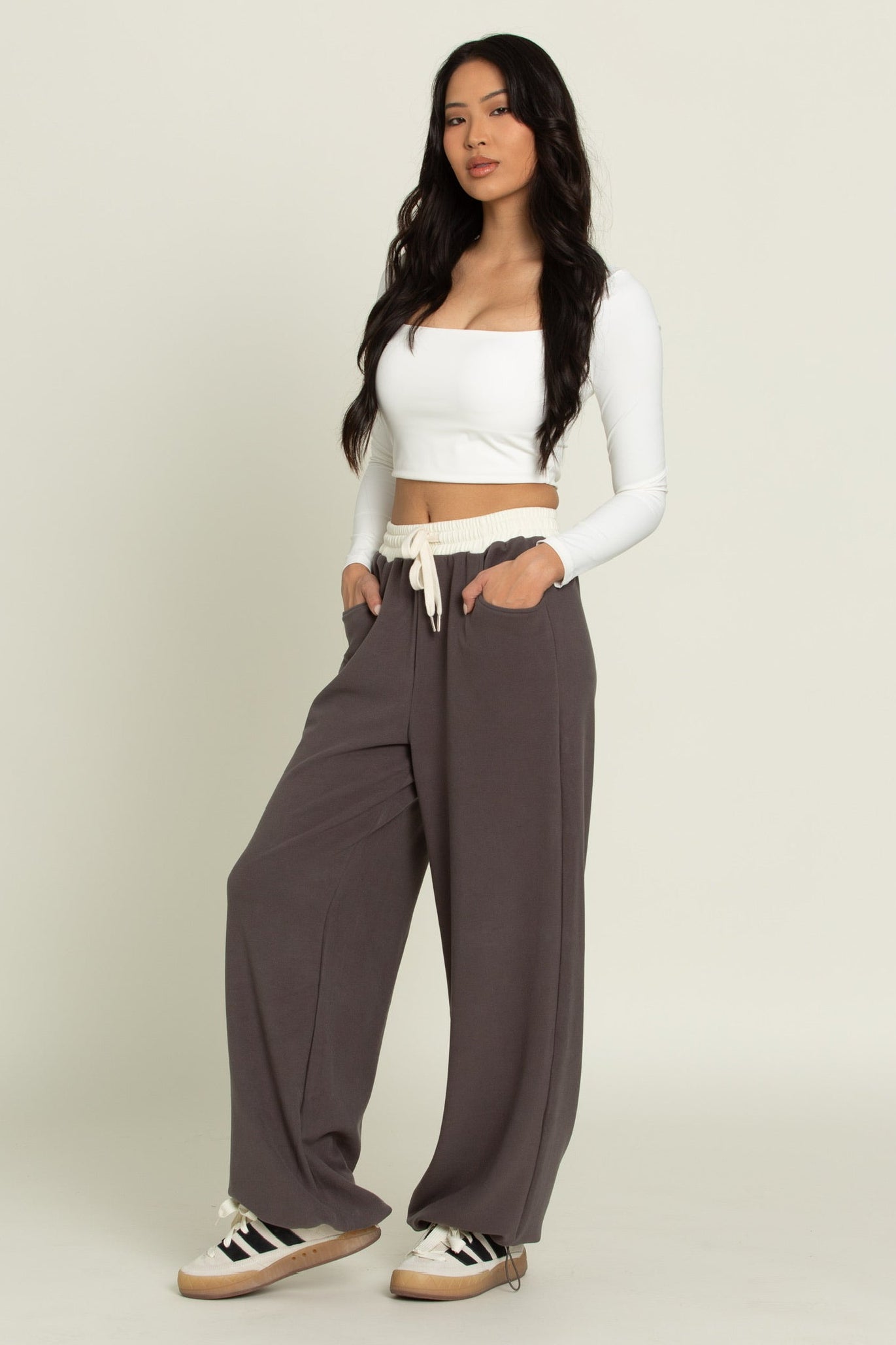 Charcoal Wide Leg Pants