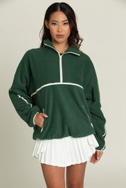 Forest Green Minimalistic Half-Zip Pullover