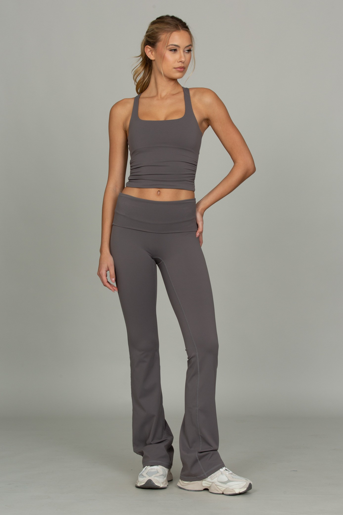Shadow Grey Essential Foldover Flare Pant
