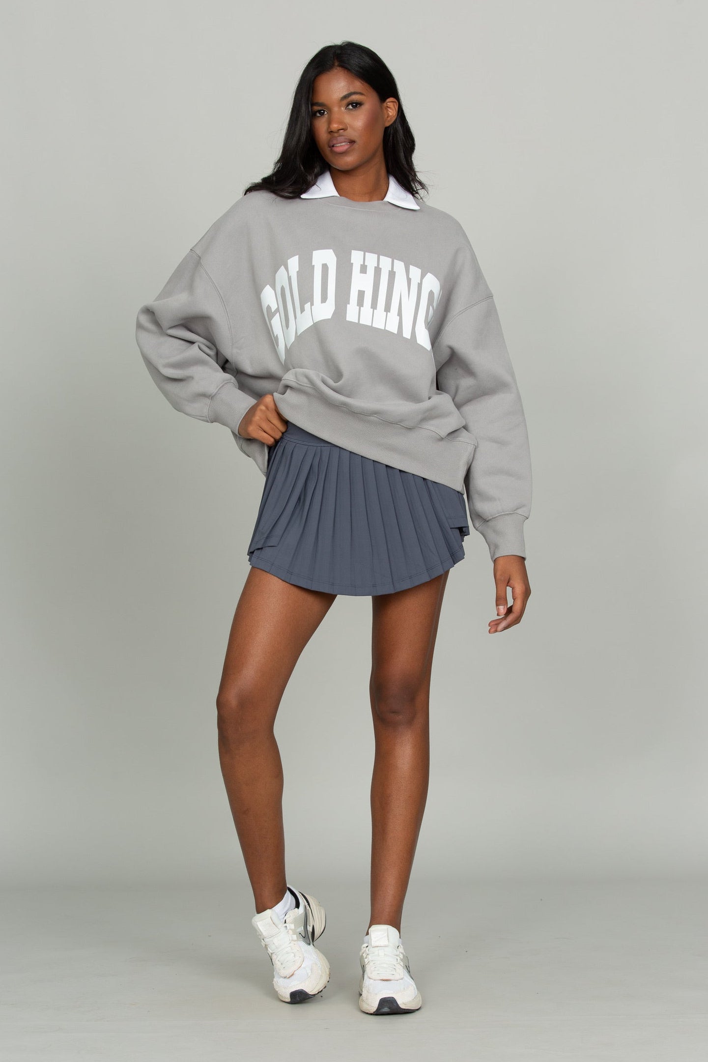 Navy Tiered Pleated Tennis Skirt