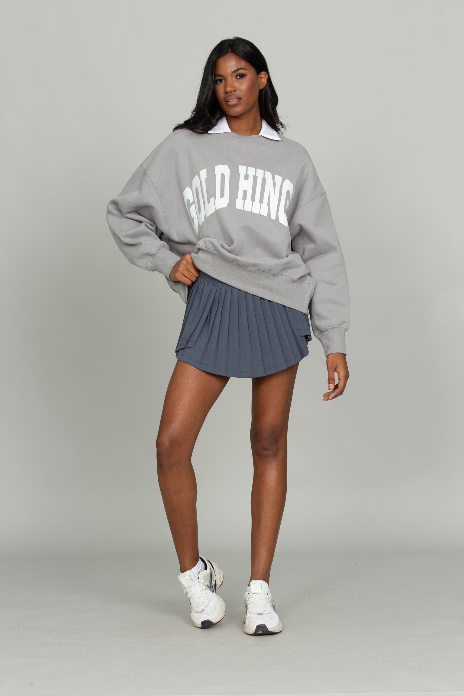 Navy Tiered Pleated Tennis Skirt