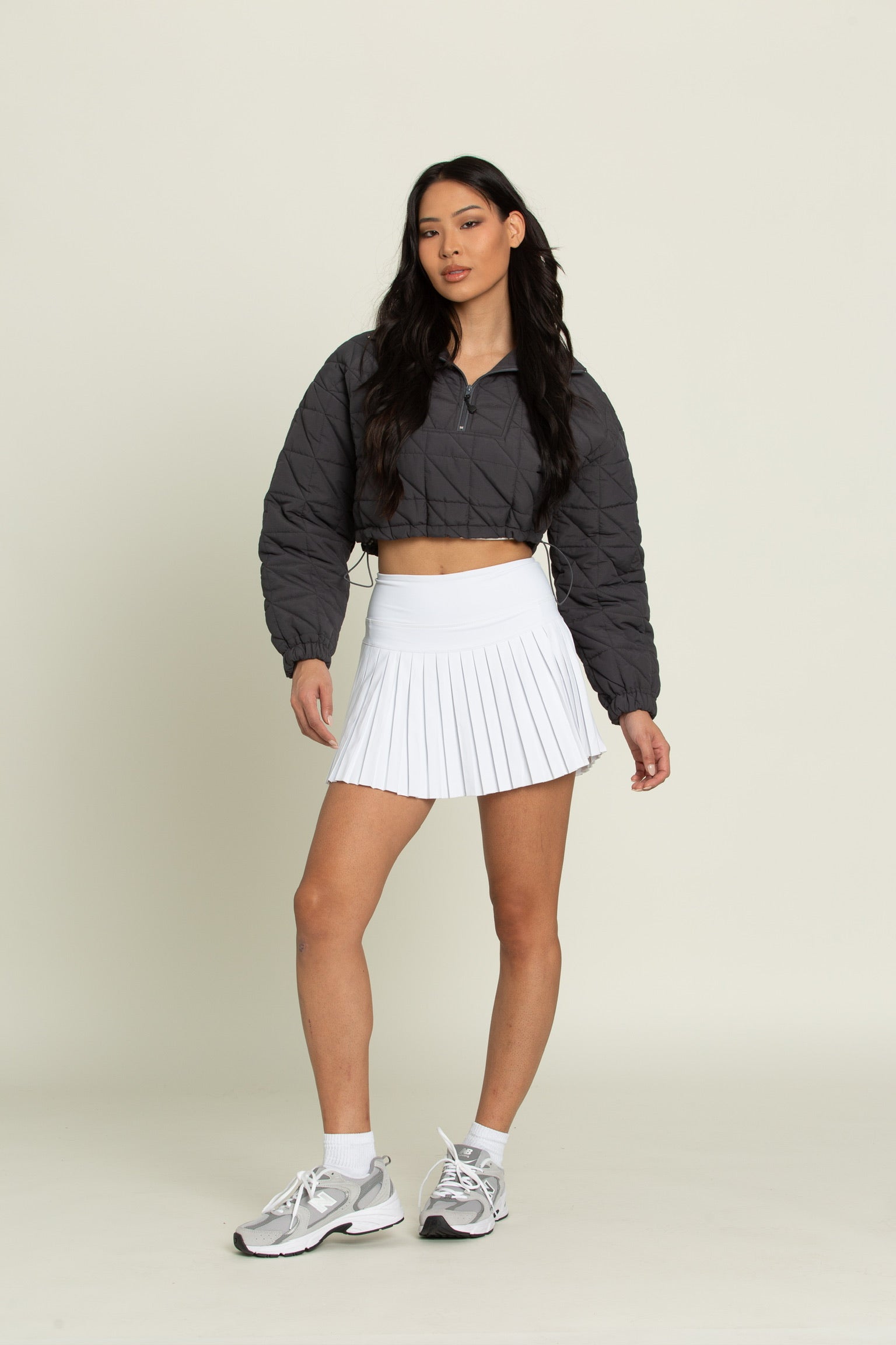 Charcoal Quilted Puffer Crop Pullover
