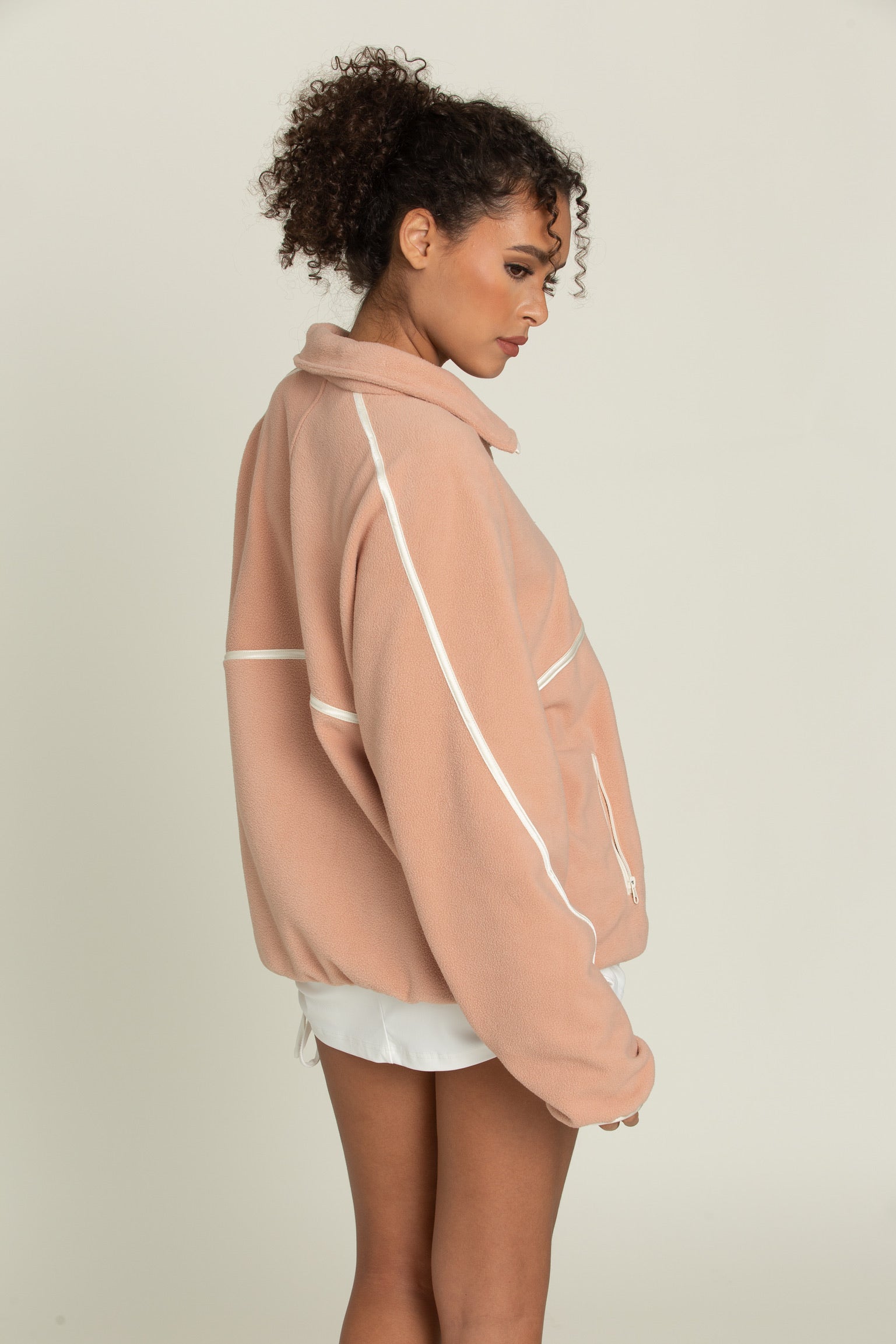 Peach Minimalistic Half-Zip Pullover