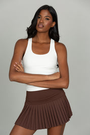 Dark Brown Pleated Tennis Skirt
