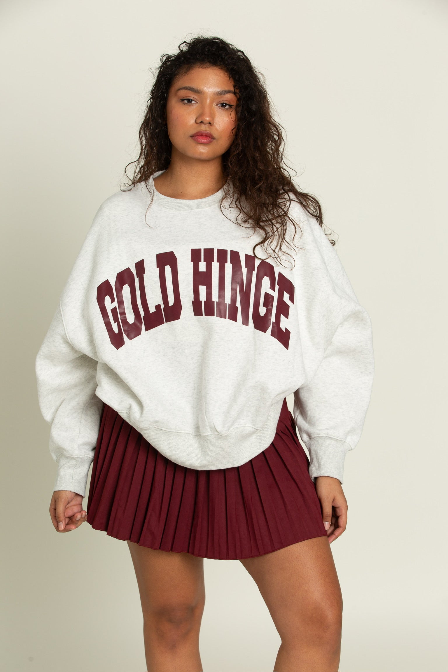 Heather White Maroon GH Wide Arm Sweatshirt