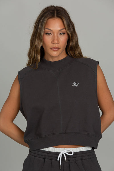 Off-Black Mock Neck Sleeveless Top 2.0 – Gold Hinge