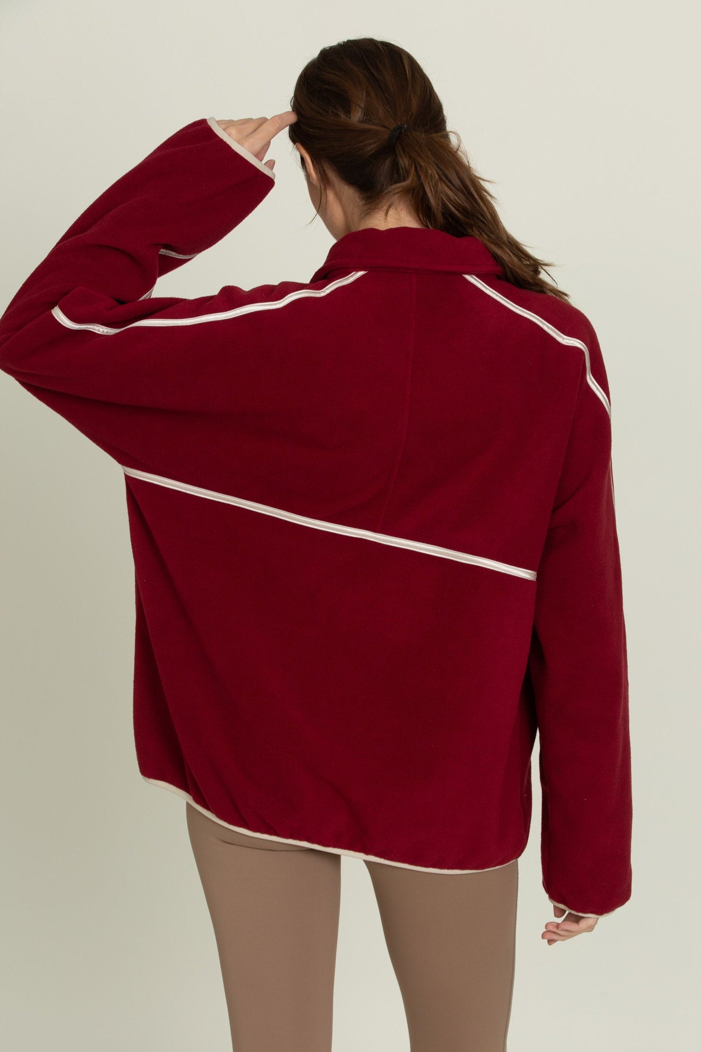 Maroon Minimalistic Half-Zip Pullover