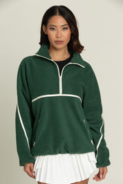 Forest Green Minimalistic Half-Zip Pullover