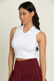 Ivory V-Neck Athletic Polo Top